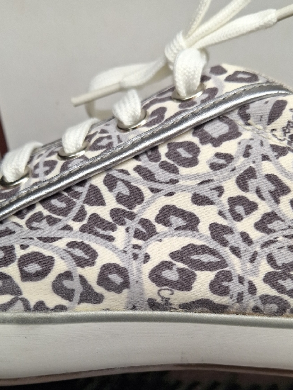 Vintage Coach Women's Leopard-Print Canvas Sneakers in White and Silver - Picture 11 of 14